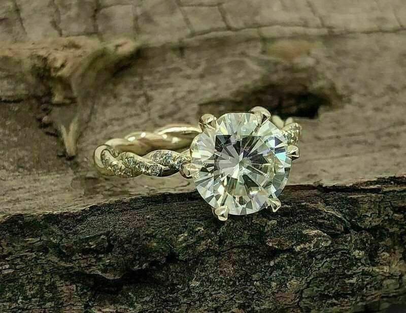 2.00Ct Lab Created Round Diamond Solitaire Wedding Ring 14K Yellow Gold Finish