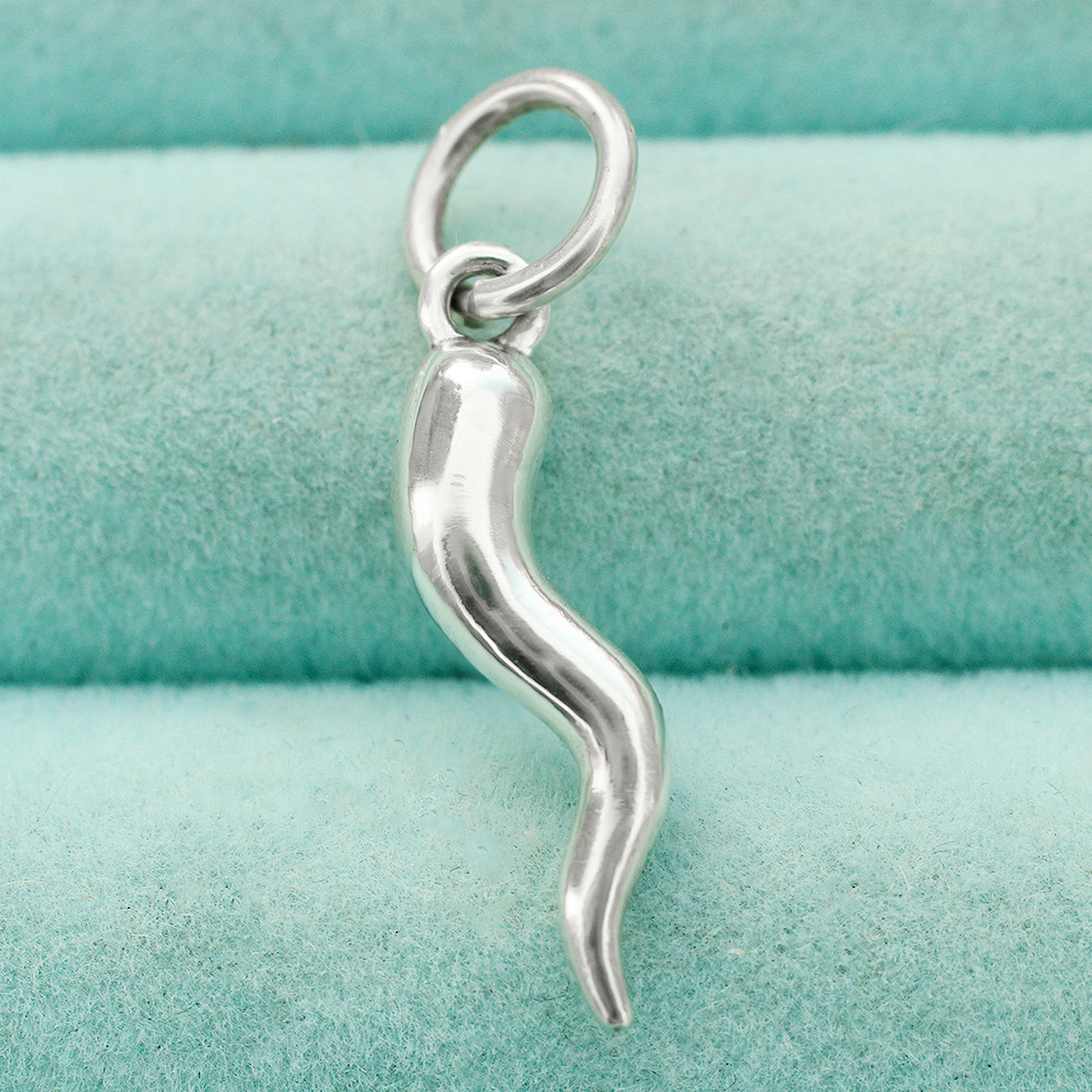 Italian Horn Chilli Pepper Pendant Charm 3D In 925 Sterling Silver Cornicello