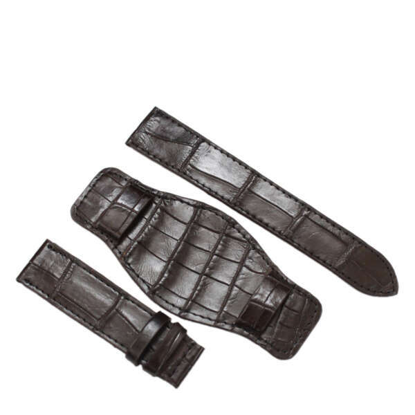 Dark Brown Crocodile Skin Leather Watch Bund Strap Band 18mm/24mm