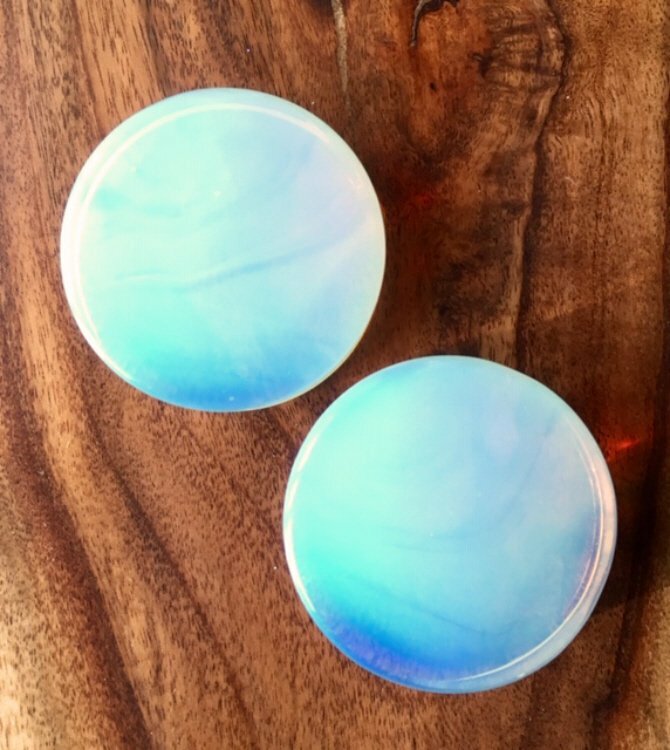PAIR Opalite Opalescent Stone Moonstone Plugs Gauges – up to 38mm available!