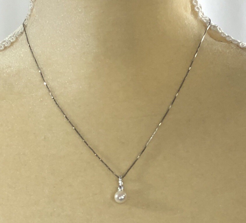 Pearl Sapphire Pendant Necklace RL Sterling Silver 925 – 18 inch Length