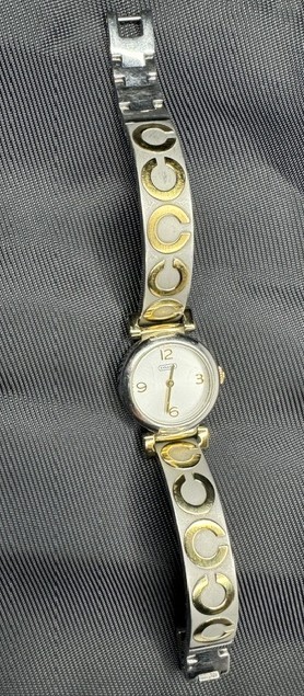 COACH WOMEN’S MADISON FASHION BRACELET WATCH IN SILVER WITH GOLD ACCENTS