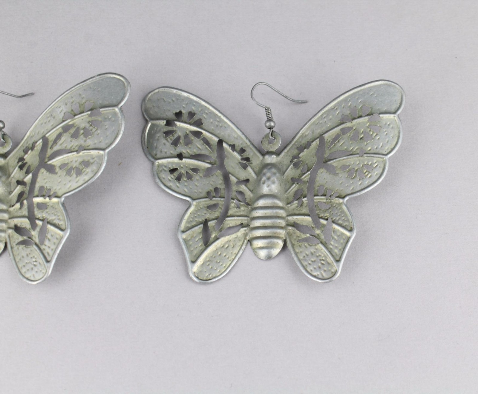 Silver huge butterfly earrings big giant lightweight dangle earrings large size