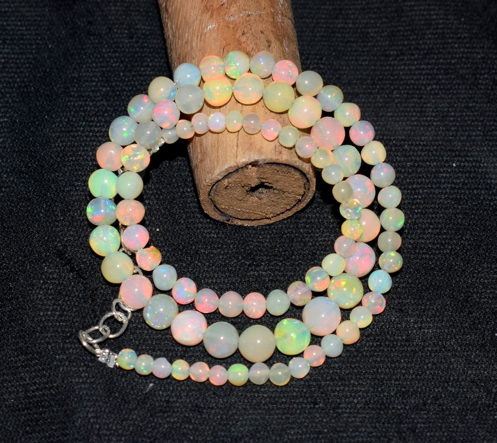 16″Natural Ethiopian Opal Wello Fire Opal Gemstone Beads Necklace Jewelry