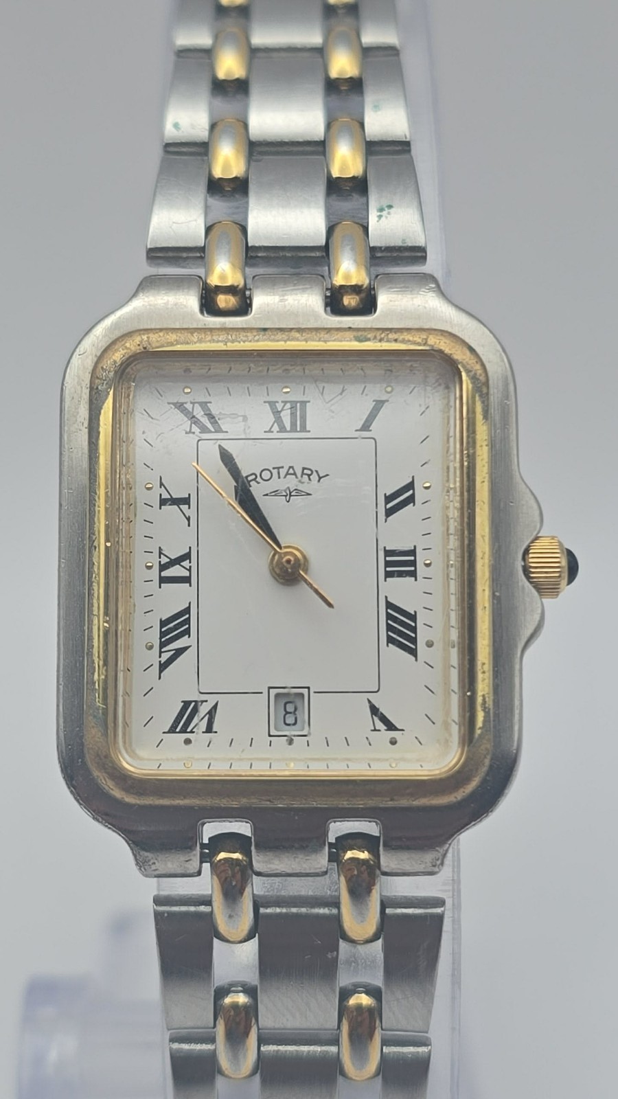 Rotary Tank Quartz Date Dress Watch Vintage 4980 roman numerals