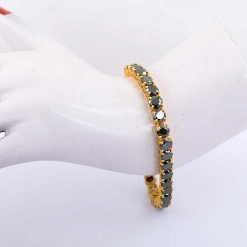 10Ct Round Cut Lab Created Diamond Tennis Bracelet 14K Yellow Gold Plated Sliver