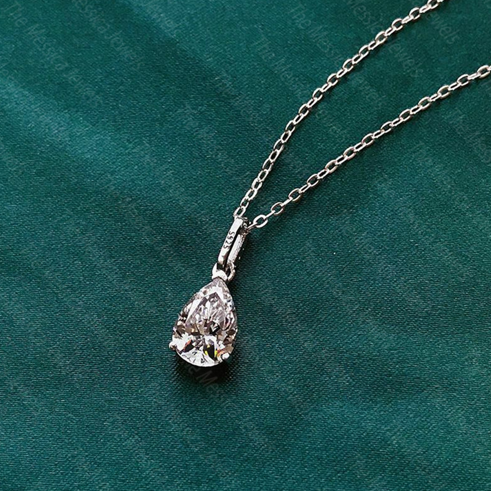 3.20 Ct Pear Moissanite Solitaire Pendant Without Necklace 14k White Gold Plated
