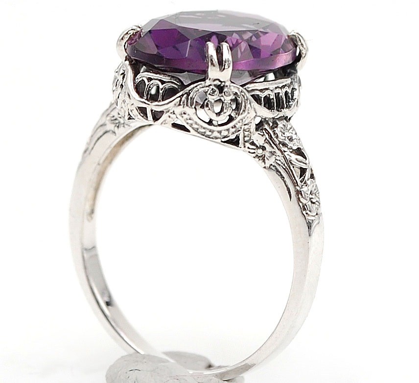 6CT Heat Treated Alexandrite 925 Sterling Silver Edwardian Ring Sz 6,7,8 RE2