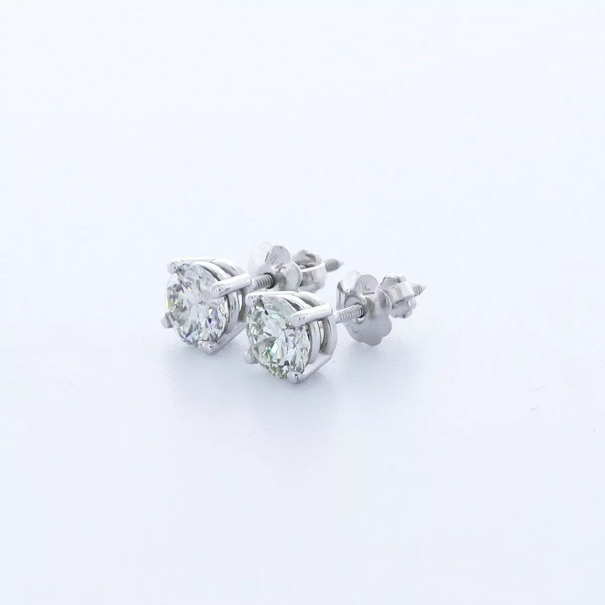 Solid 14K Yellow Gold Stud Earrings Classic 0.80 CT Round Natural Diamond G SI1