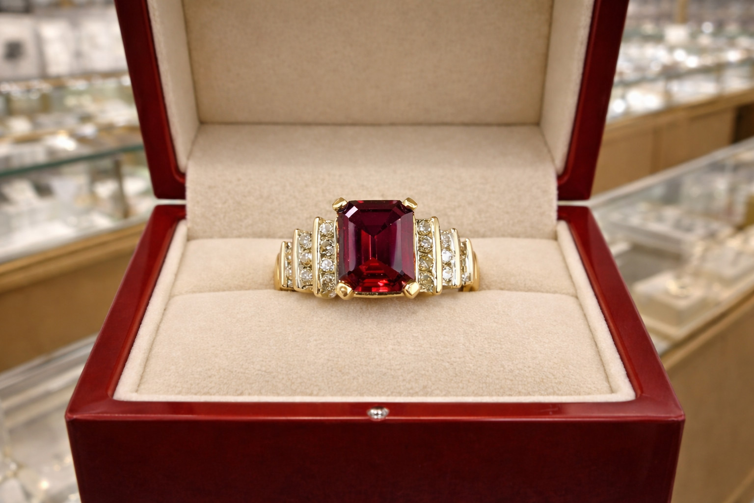 Natural Ruby & Diamond Engagement Gift Ring 14k Yellow Gold Size 7(Import Free)