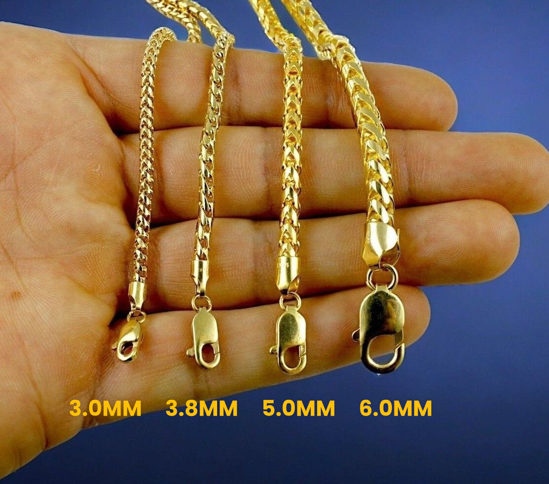 14K Yellow Gold SOLID Franco Round Box Necklace Chain Real Gold 1mm-6mm 16″-30″