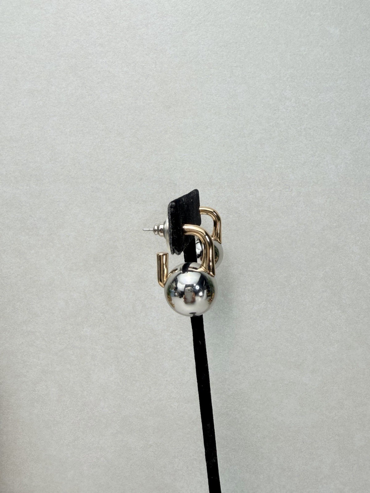 Zara Two Tone Sphere Drop Earrings Gold Silver Modern Minimal NWOT