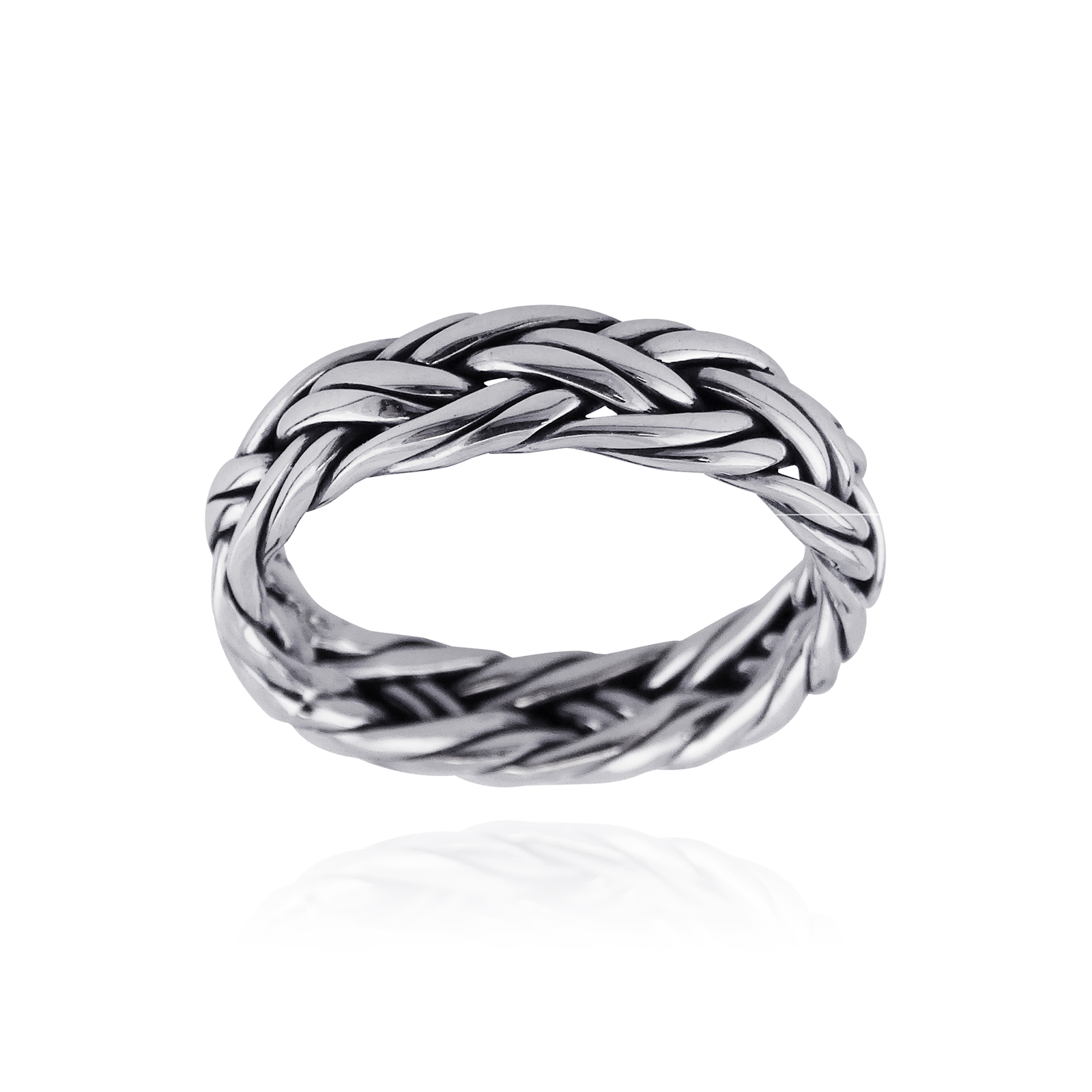 Braided Rope Ring Band – 925 Sterling Silver Unisex Sizes 8-17 Gift Men 5mm New