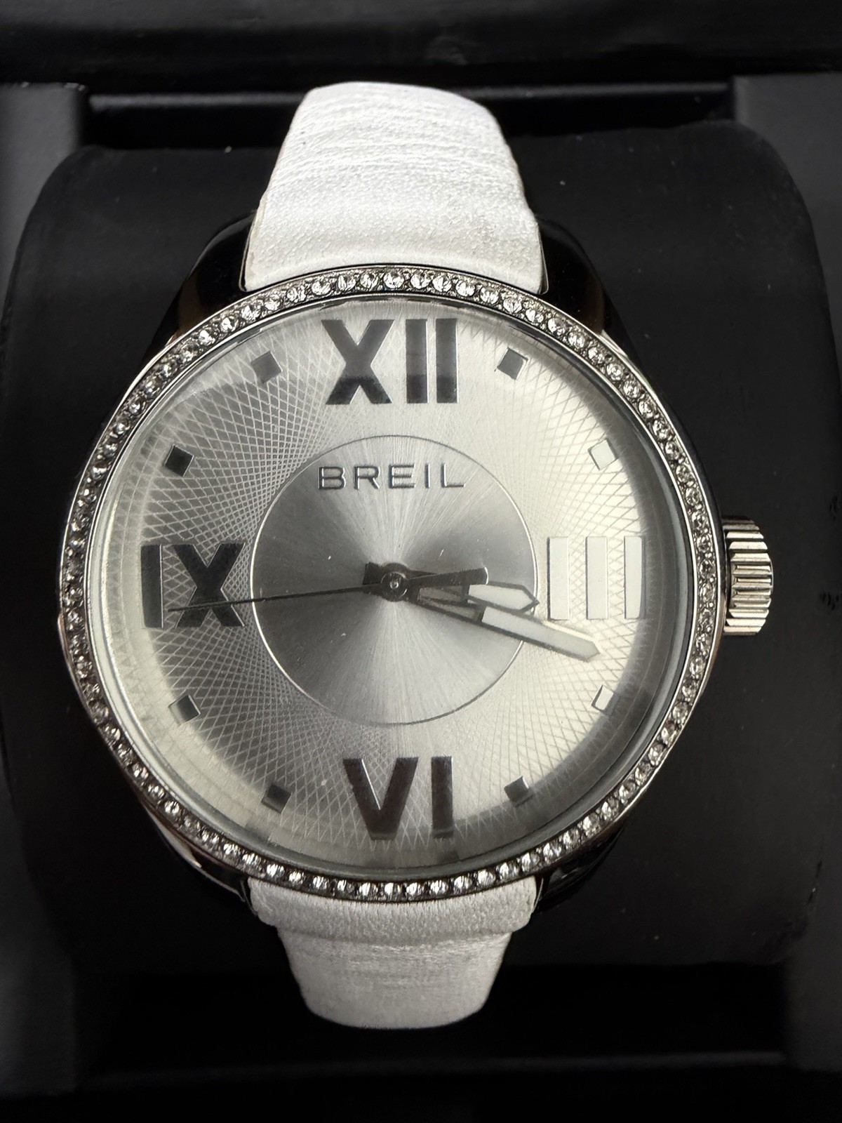 Breil Milano TW0781 White Leather Crystal Bezel Watch – Brand New