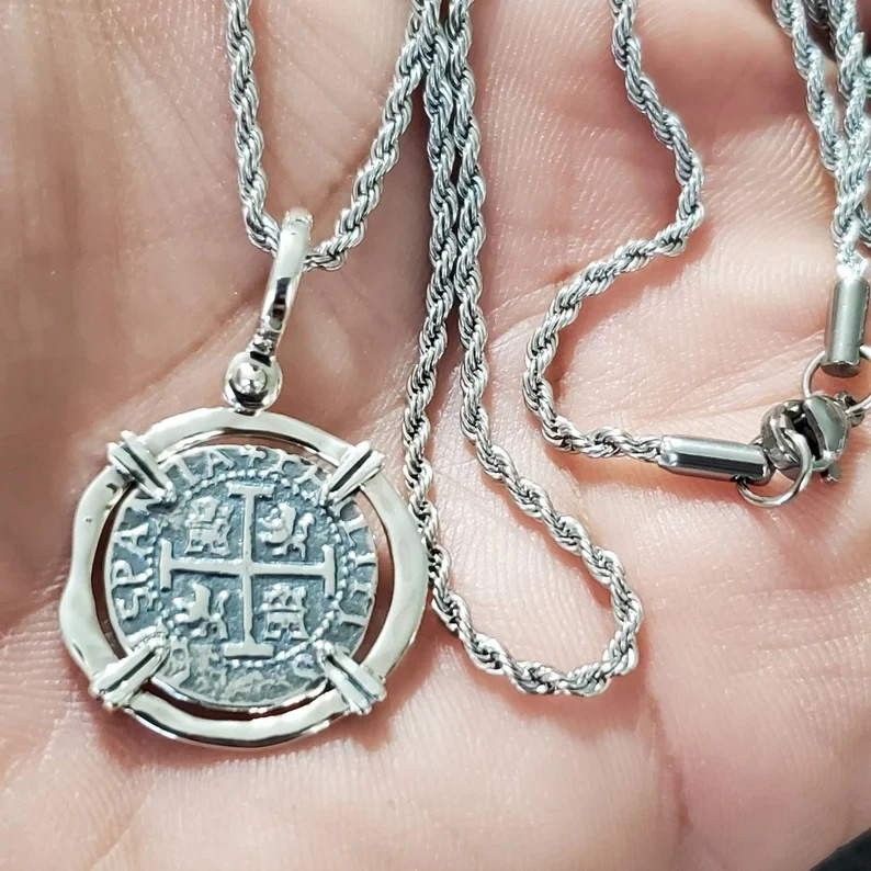 Atocha Silver Coin Pendant Sterling Silver w Chain Shipwreck Treasure With COA