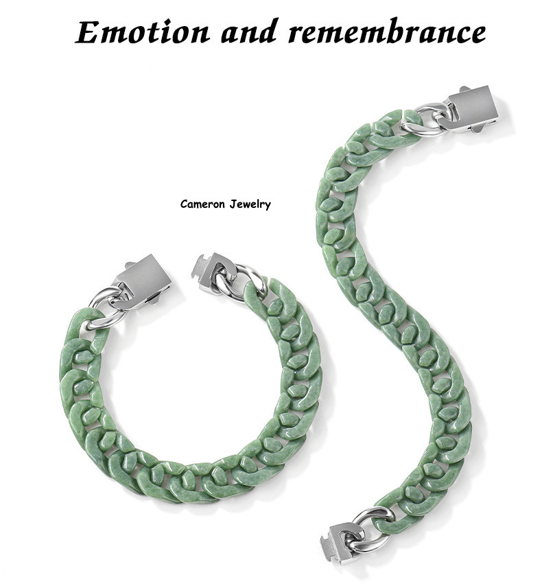 Natural Real Grade A Green Jadeite Jade 4mm Cuban Curb Link Bracelet 7.5-7.9inch