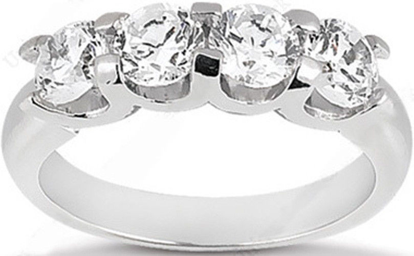1.00 carat 4 Round Diamond Wedding “U” shape Band Anniversary Ring 0.25 carat