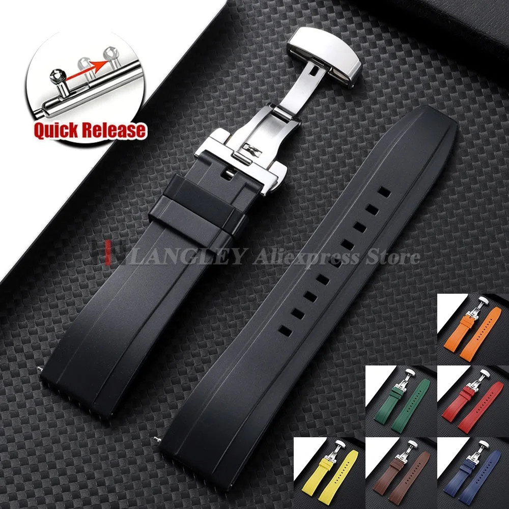 Quick Release Silicone Rubber Watch Strap 18mm 20mm 22mm 24mm Sport Band