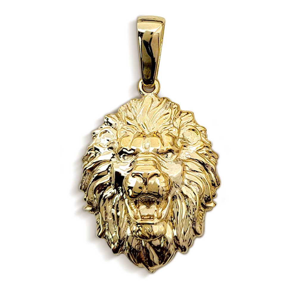 Real 10K Yellow Gold Lion Pendant, 3 Sizes, Solid Gold Leo Pendant