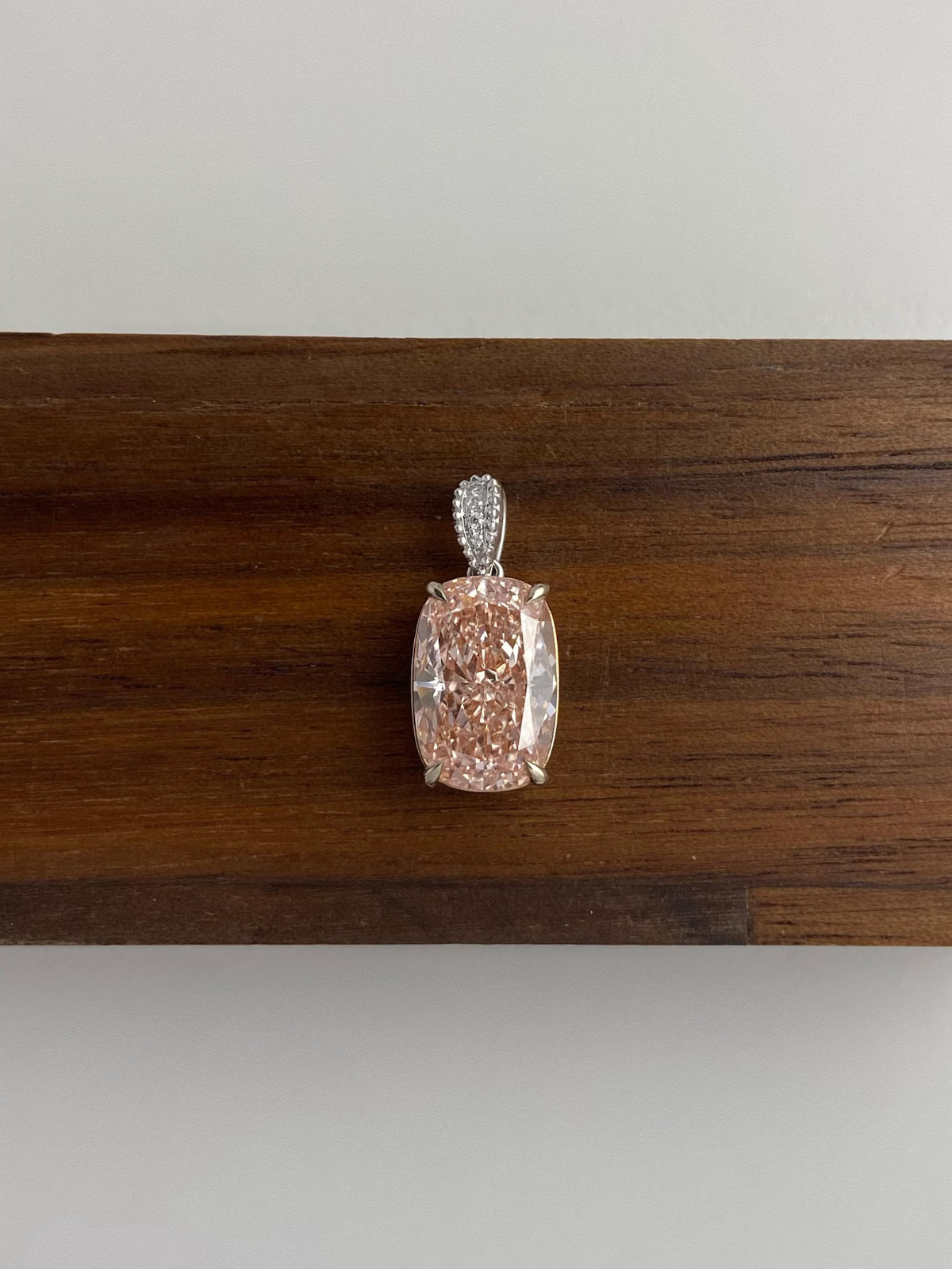 3 Ct IGI Certified Fancy VIVID Pink Elongated Cushion Lab Grown Diamond Pendant