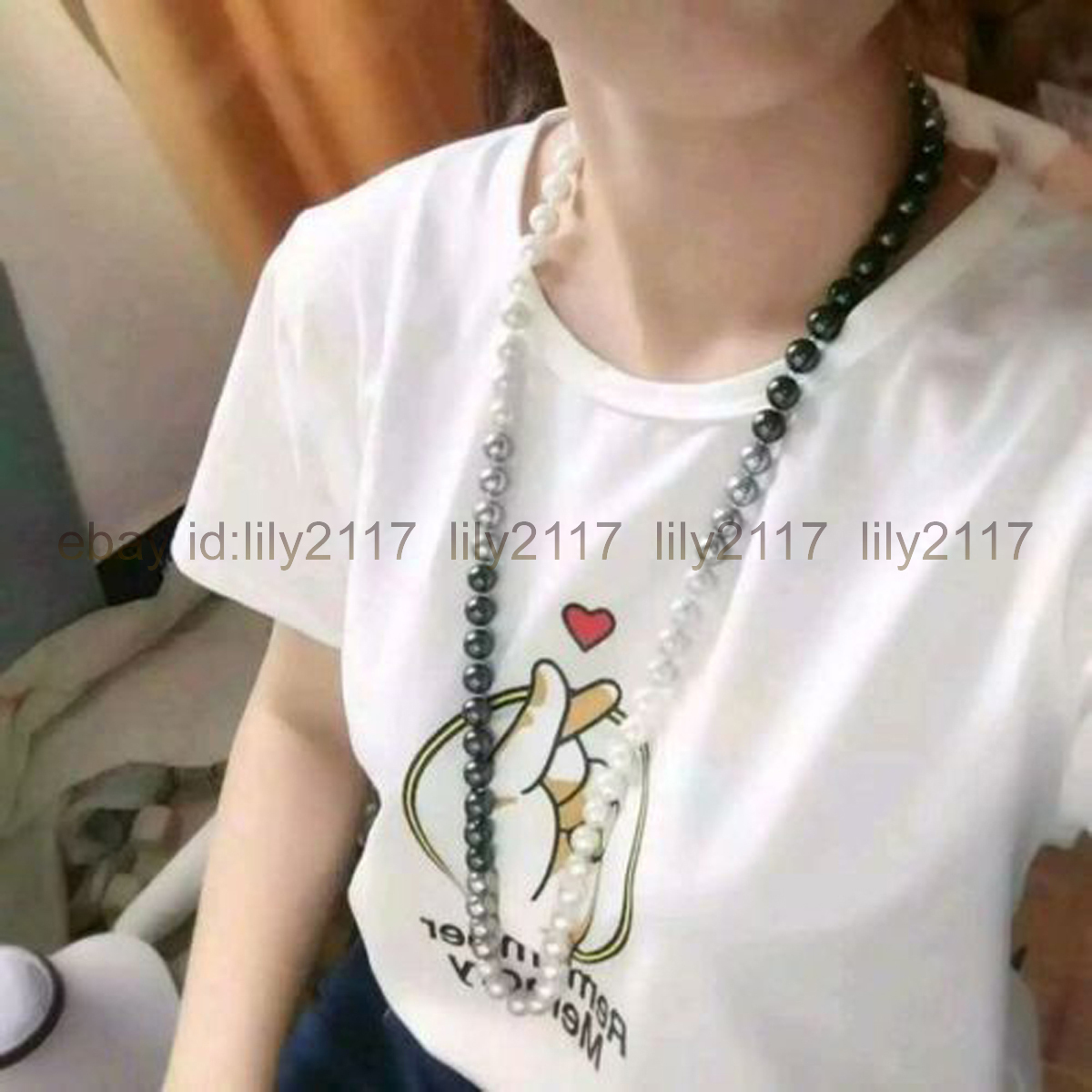 38inch AAA 10-11mm natural Australian south seas black white gray pearl necklace