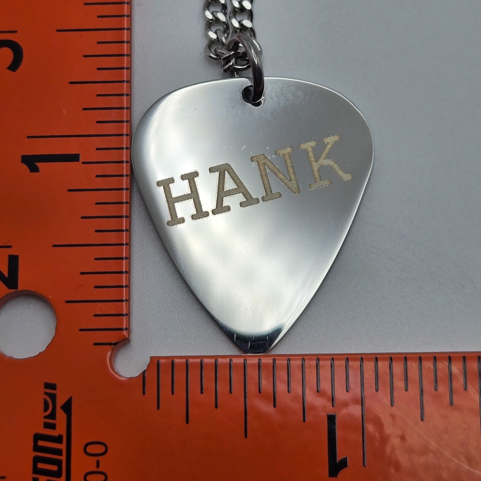 CUSTOM NAME GUITAR PICK CHARM 18″-24″ STAINLESS STEEL CURB CHAIN NECKLACE