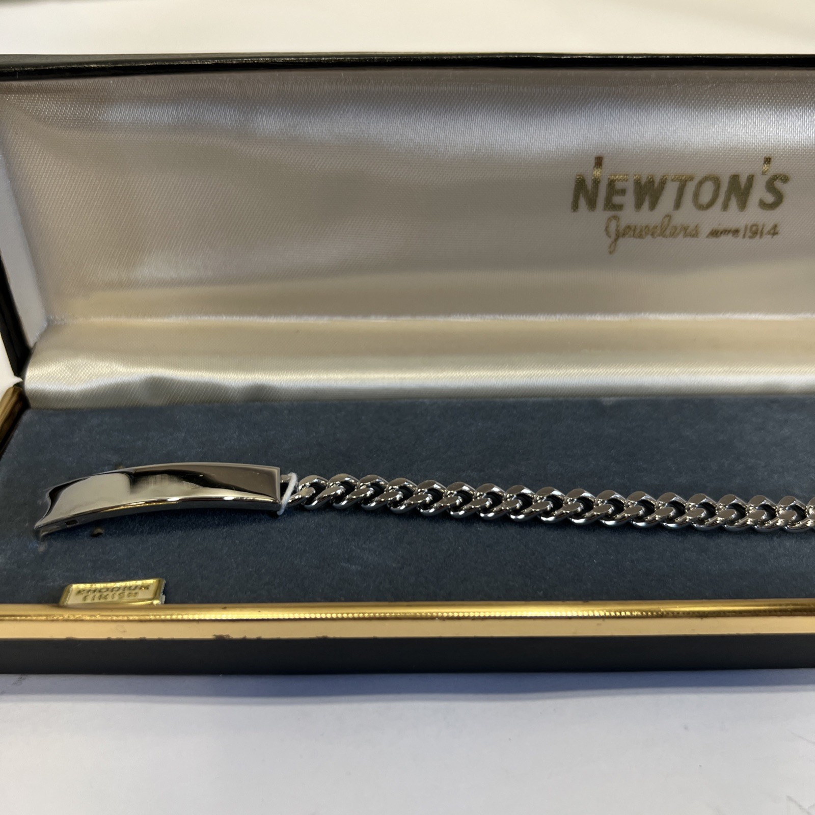 Vintage Speidel Link ID Bracelet Rhodium Finish USA Engravable New In Box