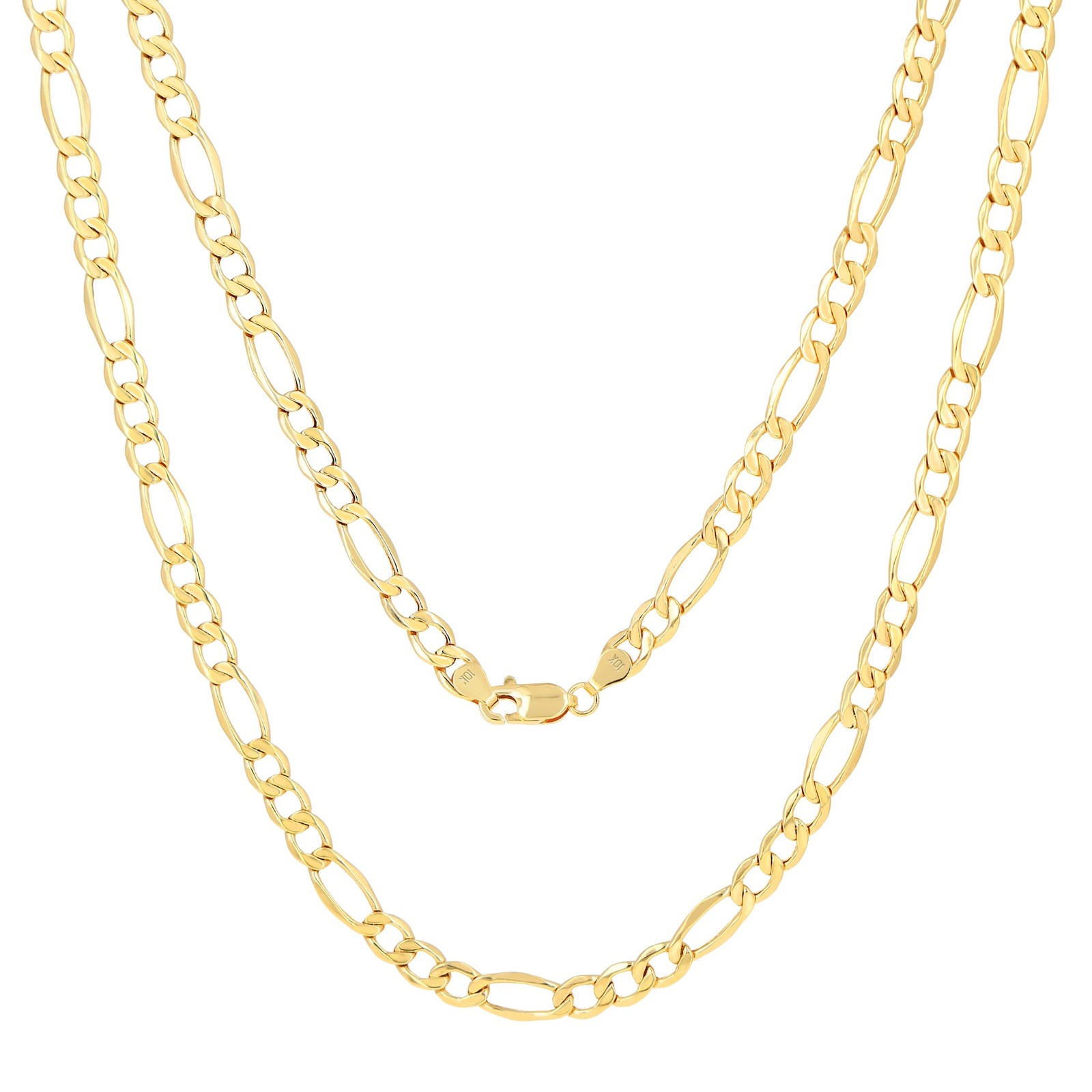 10K Yellow Gold 5.5mm Figaro Chain Italian Link Necklace Men Women 16″-30″