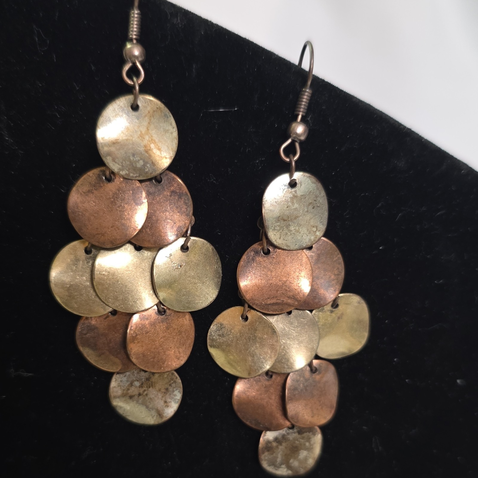 Multicolor Mixed Tone Metal Round Disc Dangle/Drop Hook Earrings