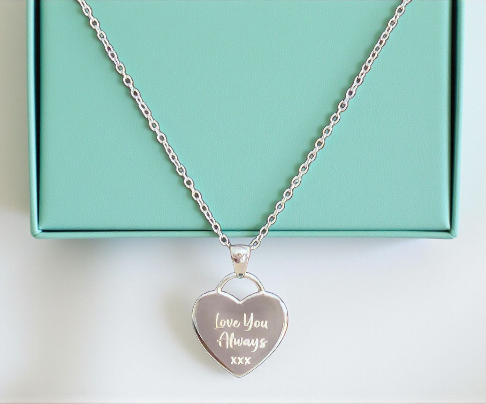 Personalised 925 Sterling Silver Engraved Heart Charm Pendant Necklace Gift