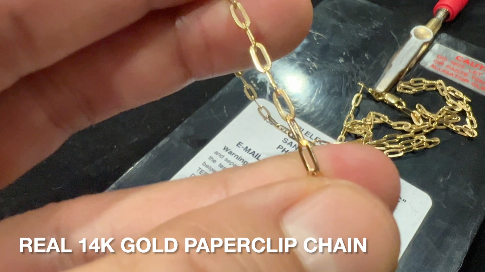 Real Solid 14K Gold Paperclip Paper Clip Chain Necklace Italy 16‘‘~24″ 2.6MM