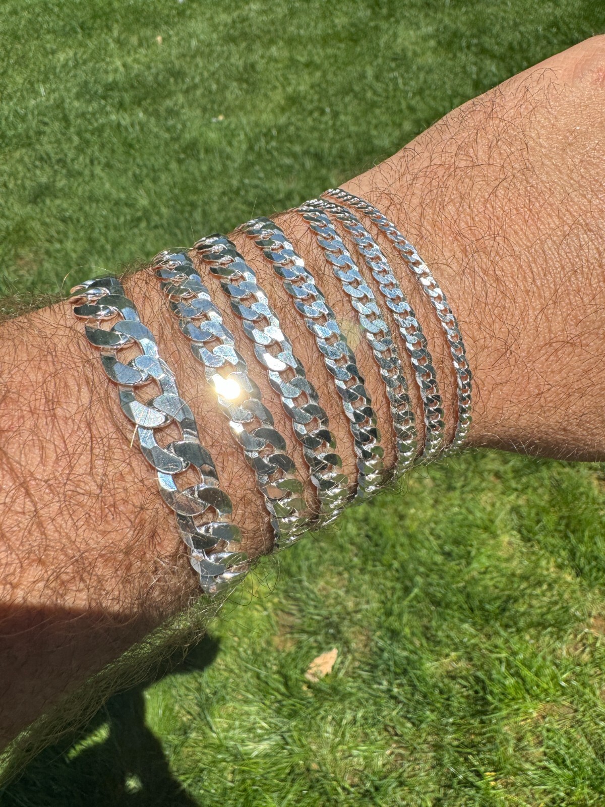 Real Solid 925 Sterling Silver Flat Curb Cuban Link Bracelet 3-10mm ITALY MADE