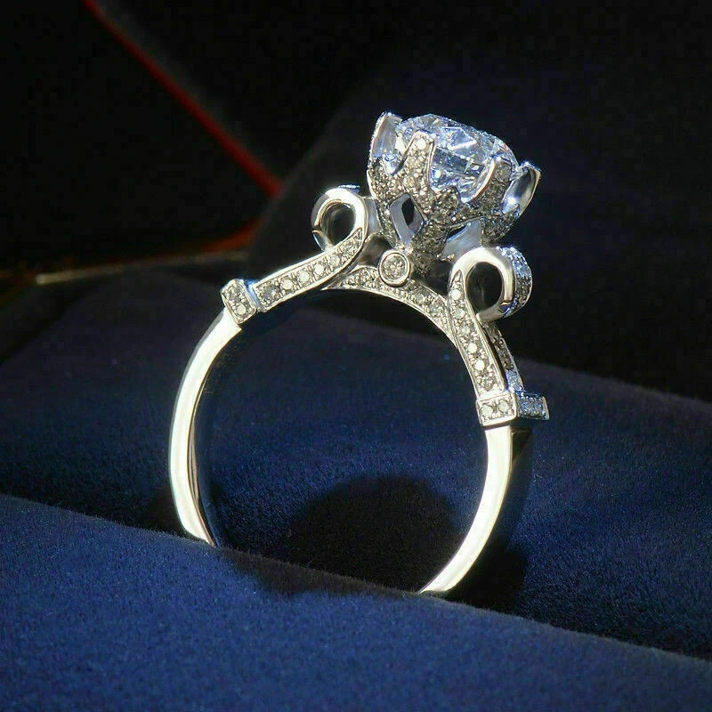 2CT Lab Created Diamond 14K White Gold Finish Women Wedding Ring