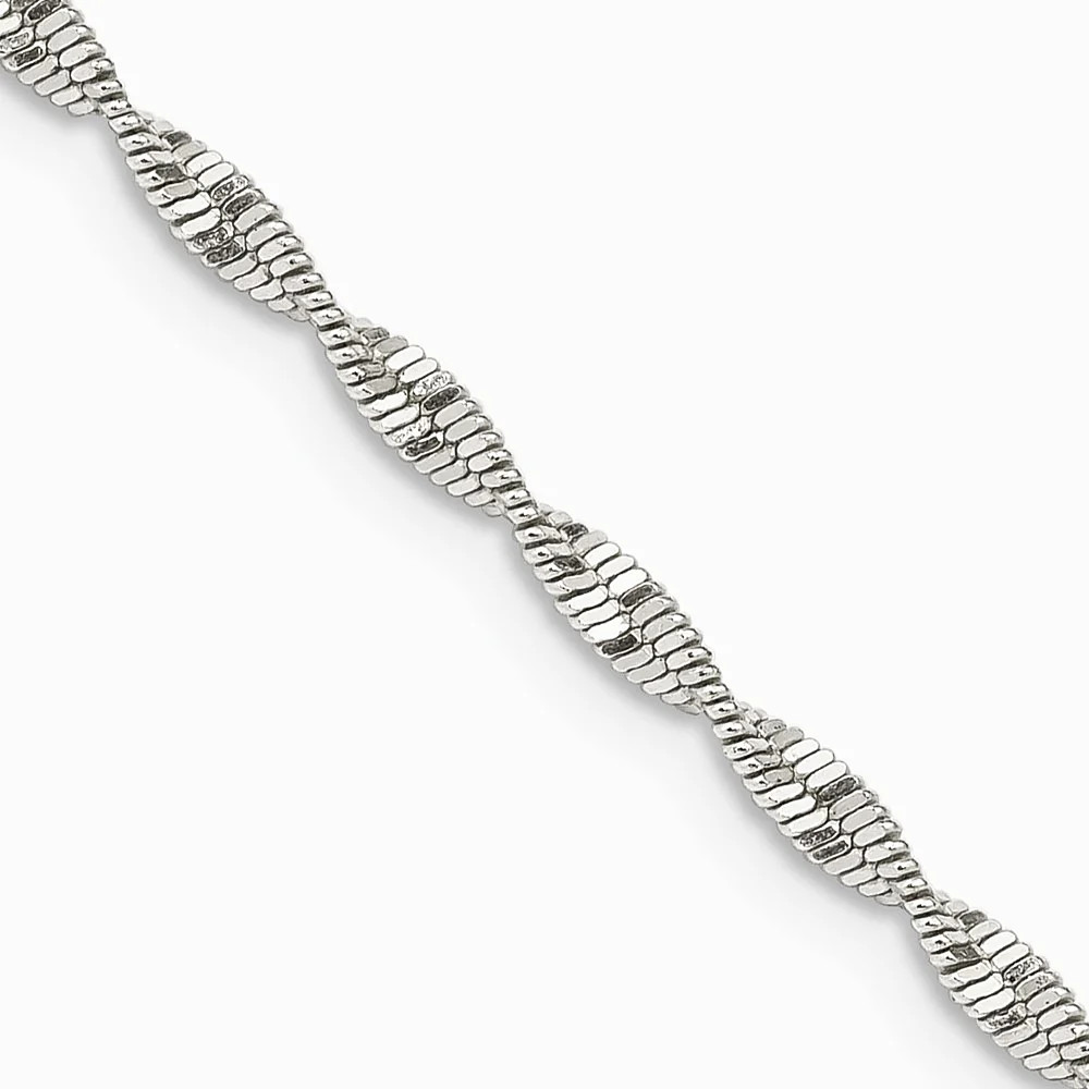 Sterling Silver 2mm Twisted Herringbone Chain Necklace 16″-24″