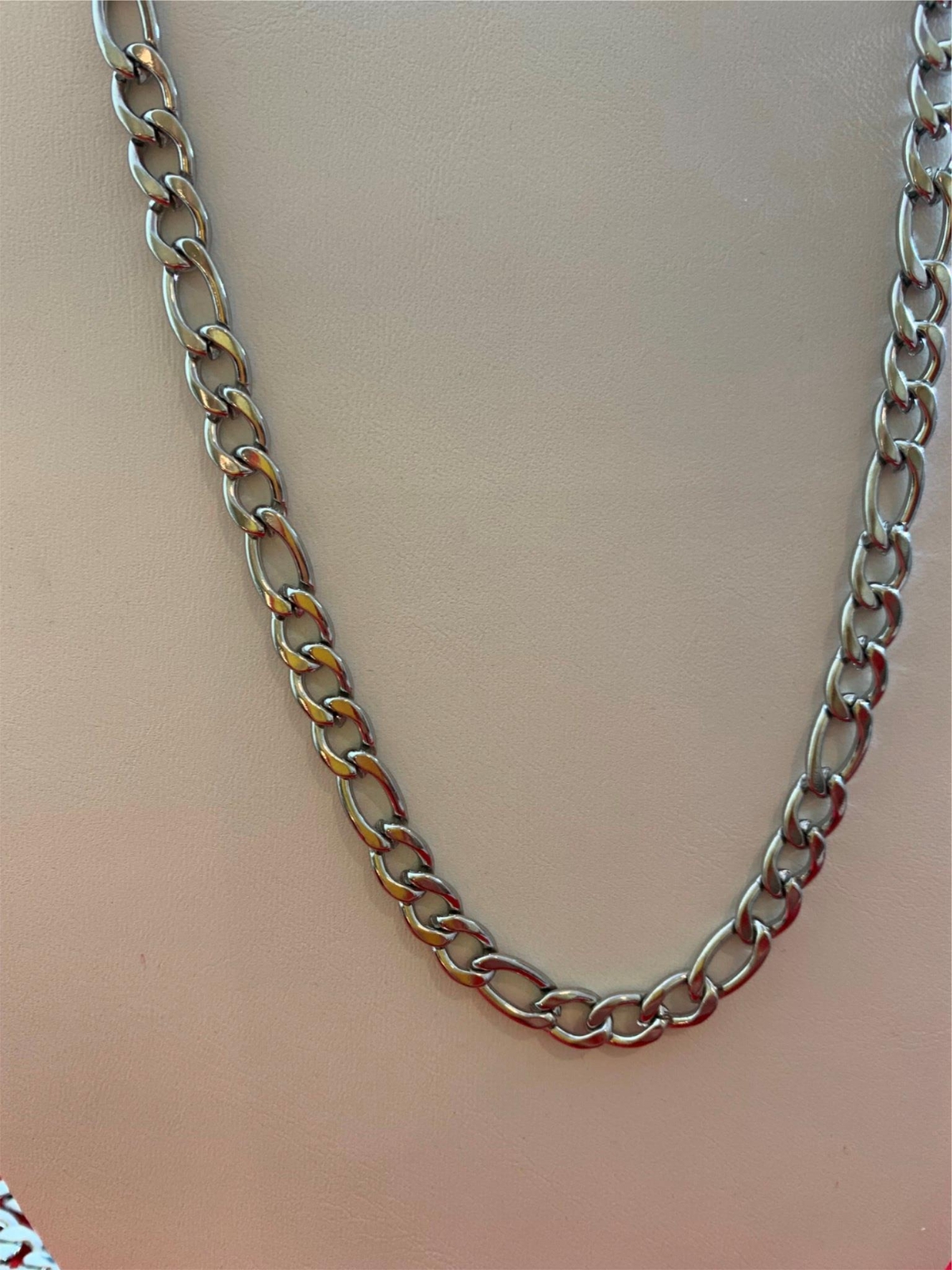 7-40″ STAINLESS STEEL SILVER FIGARO ROPE CHAIN WOMENS MEN3/4/5/7/9/10/12 mm