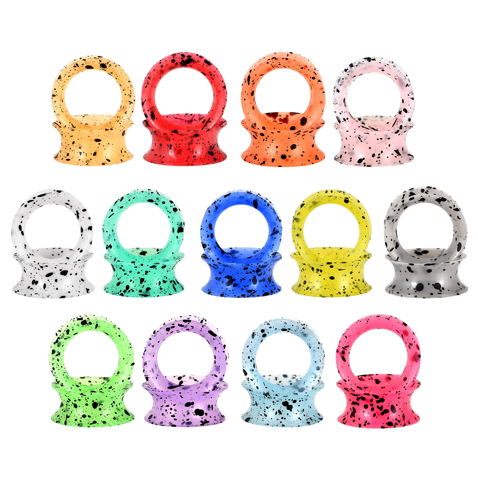 2 Pcs Thin Flexible Silicone Tunnels Ear Gauges Plugs Earskin Expander 2g-3/4″