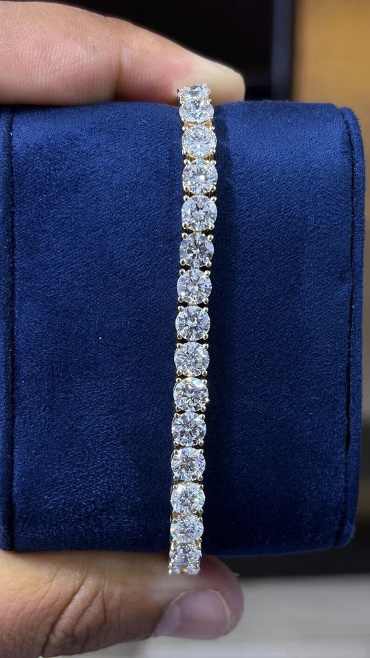 20Ct Round Cut Lab Created Diamond Tennis Bracelet 14K White Gold Plated Silver