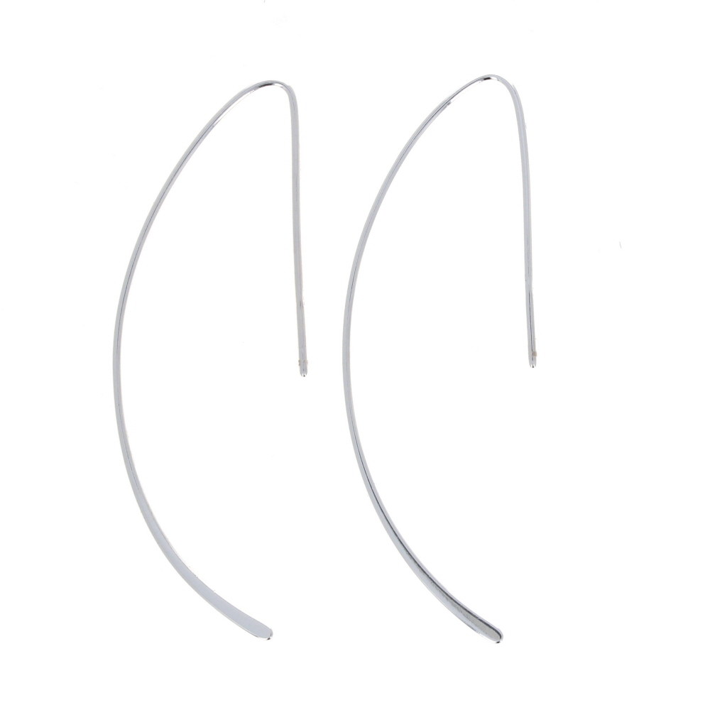 Modern Wire Half Hoop, Sterling Silver Drop Earrings, Lightweight Wire 925