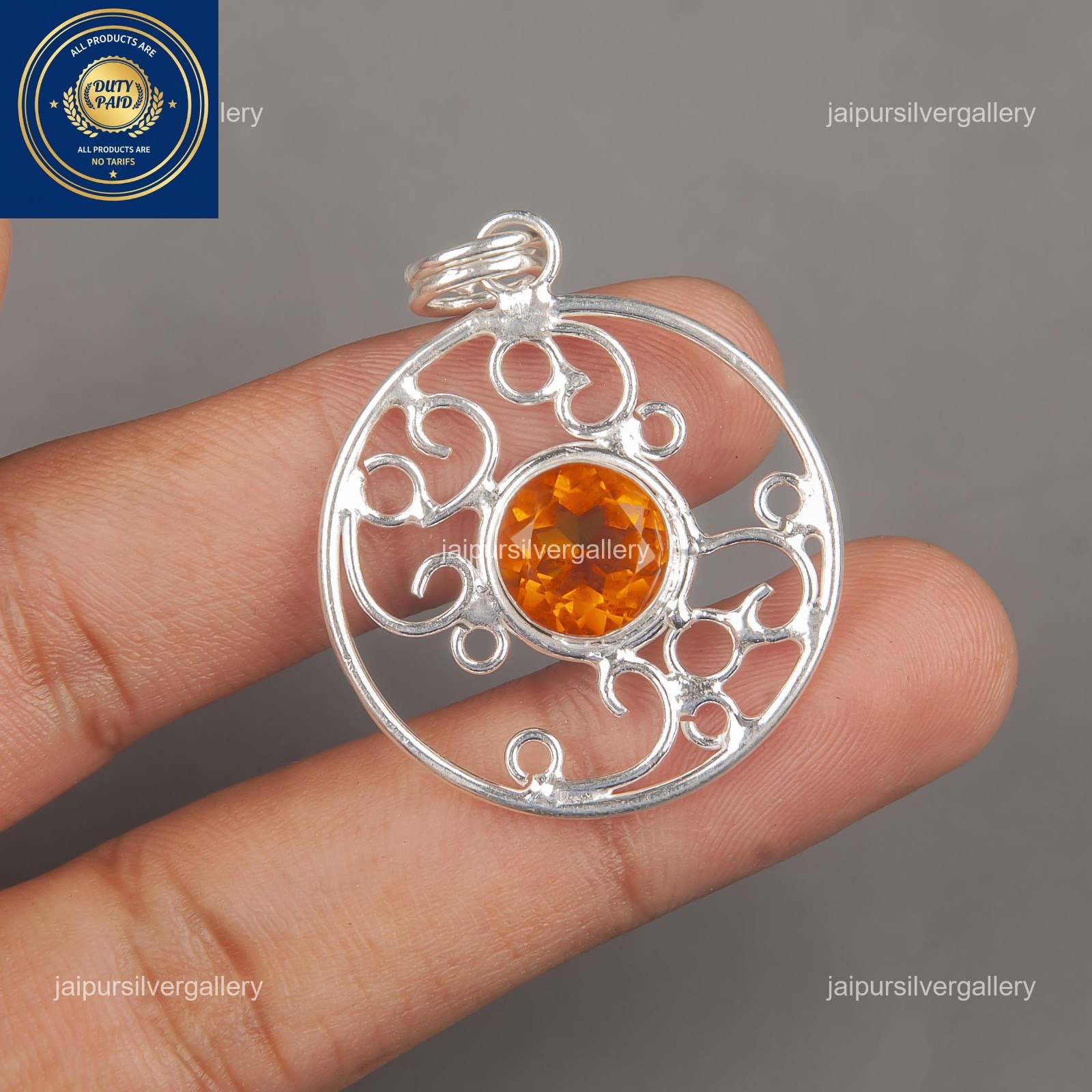 Citrine Gemstone Jewelry 925 Silver Handmade Unique Pendant 1.45″ For Girlfriend