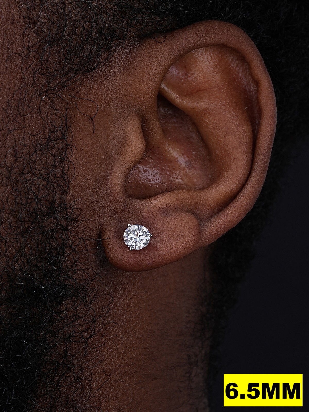 Real Moissanite Screwback Stud 3 Prong Martini Earrings 925 Silver HipHop 3-10mm