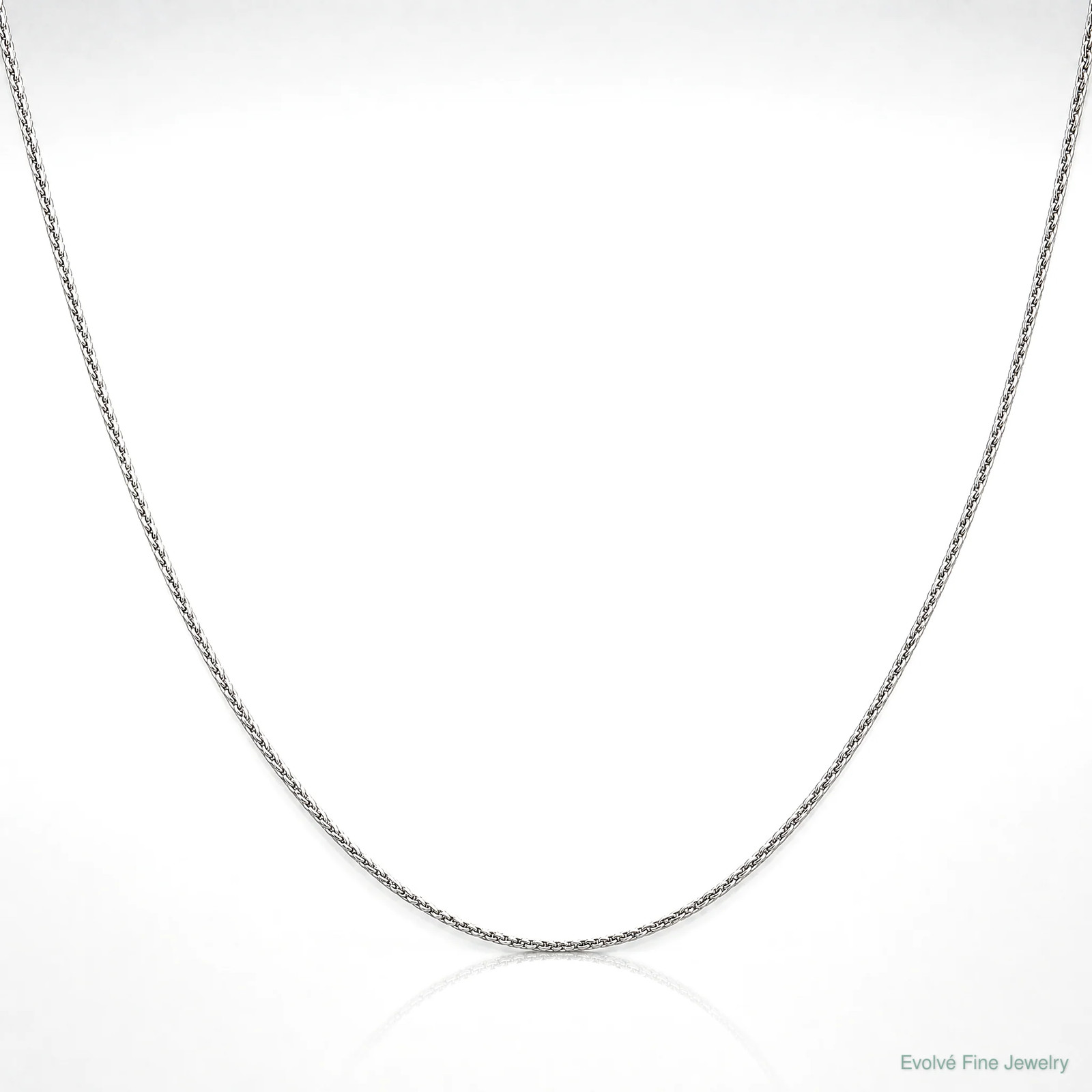 14K White Gold .85mm Diamond-Cut Spiga Chain Necklace 16″-24″
