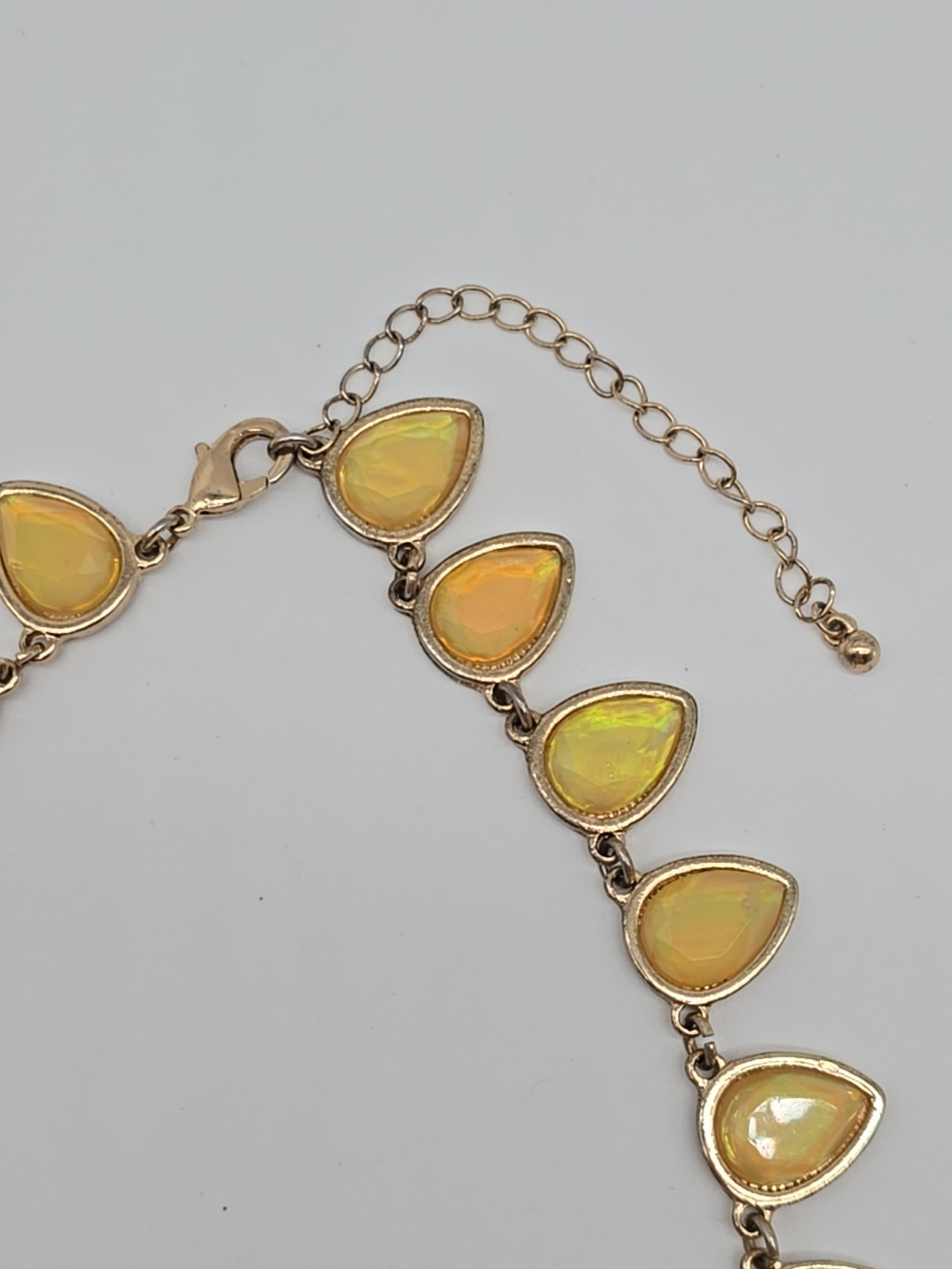Everyday Wear Yellow Teardrop Statement Necklace and Coordinating Earrings Set