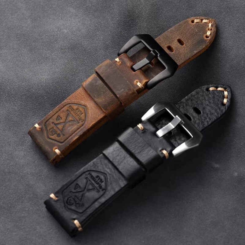 Leather Watch Strap X 10 Flotilla Mas Black 20mm 21mm 22mm 23mm 24mm 26mm