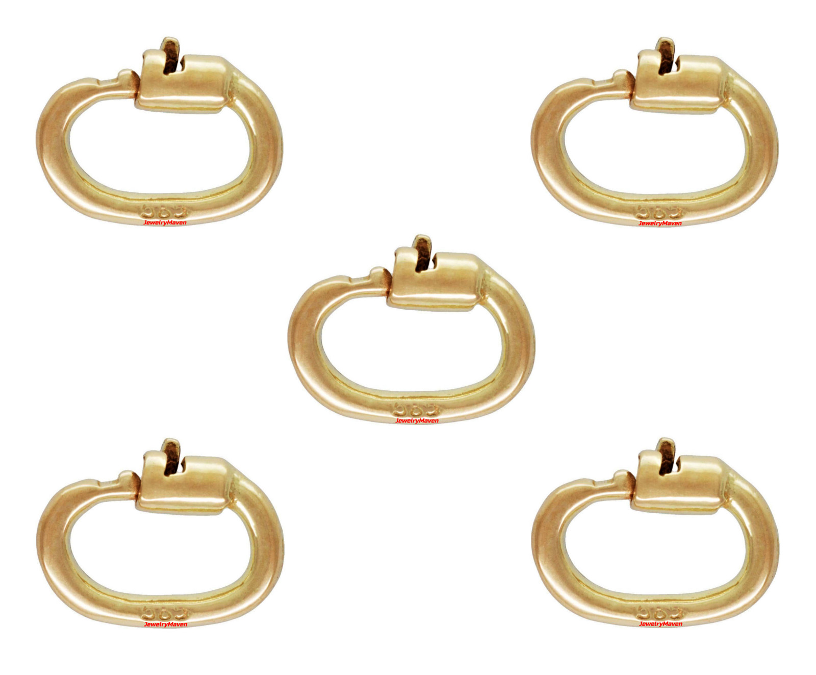TINY FIVE (5) BULK PACK 14k Solid Yellow Gold Oval Link Lock Jump Ring 4.5mm OD