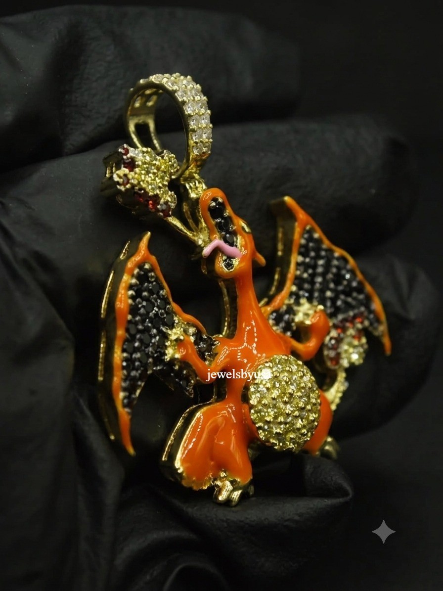 Men’s Custom 1Ct Bird Enamel Charm Pendant Multi Color Cubic Zirconia 925 Silver