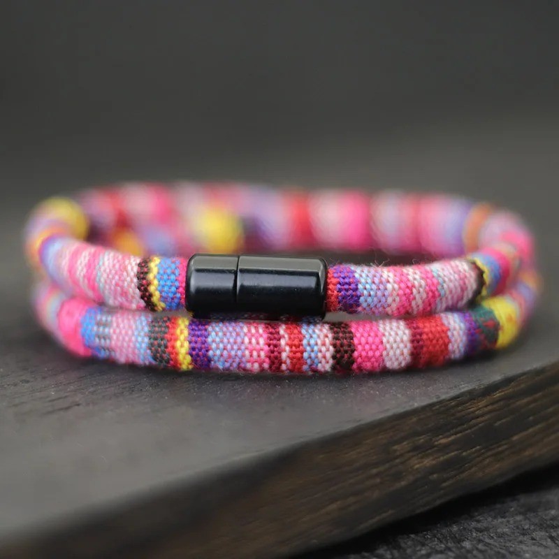 Tactical Bohemian Rope Bracelet Men Strong Magnetic Clasp Adventure Gear