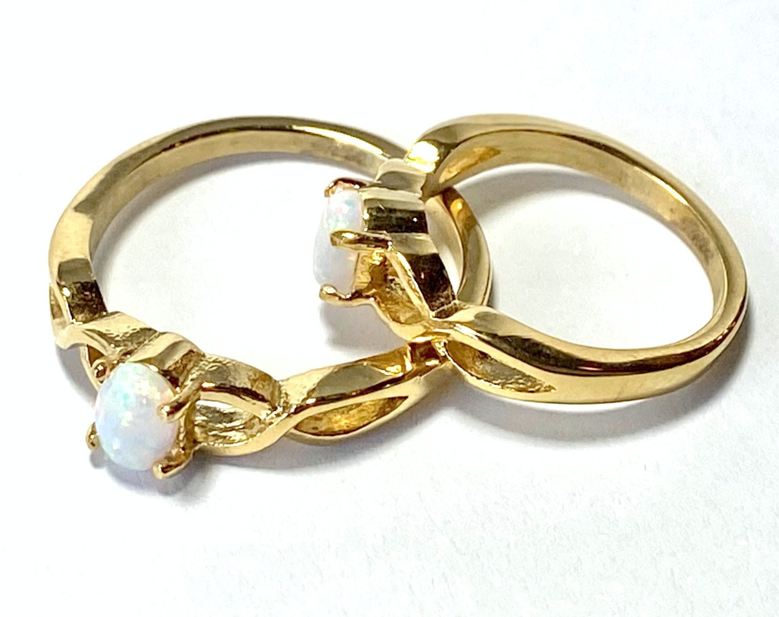 Oval Opal Set Casted Gold Ion Plated Stainless Steel Ring (FL118)