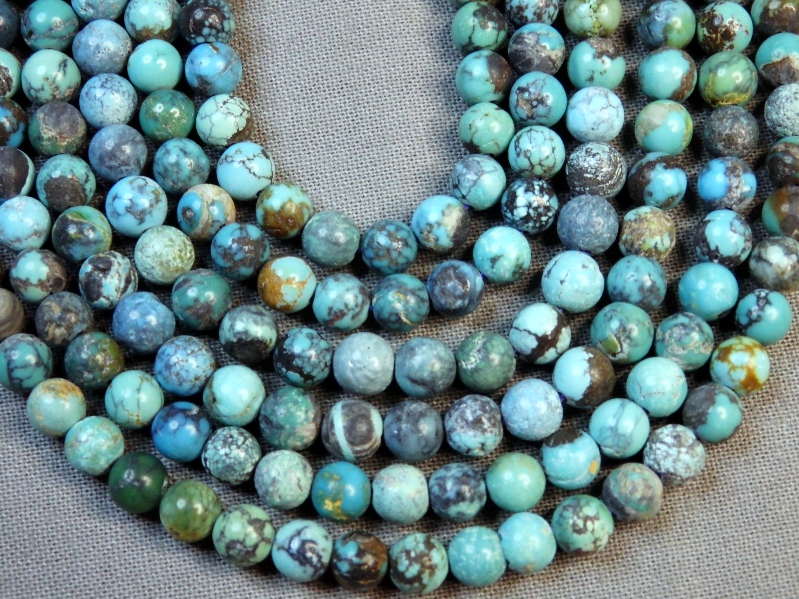 Natural CLOUD MOUNTAIN TURQUOISE 5.5mm Round Beads 15.5″Strand 75+ctOldStash