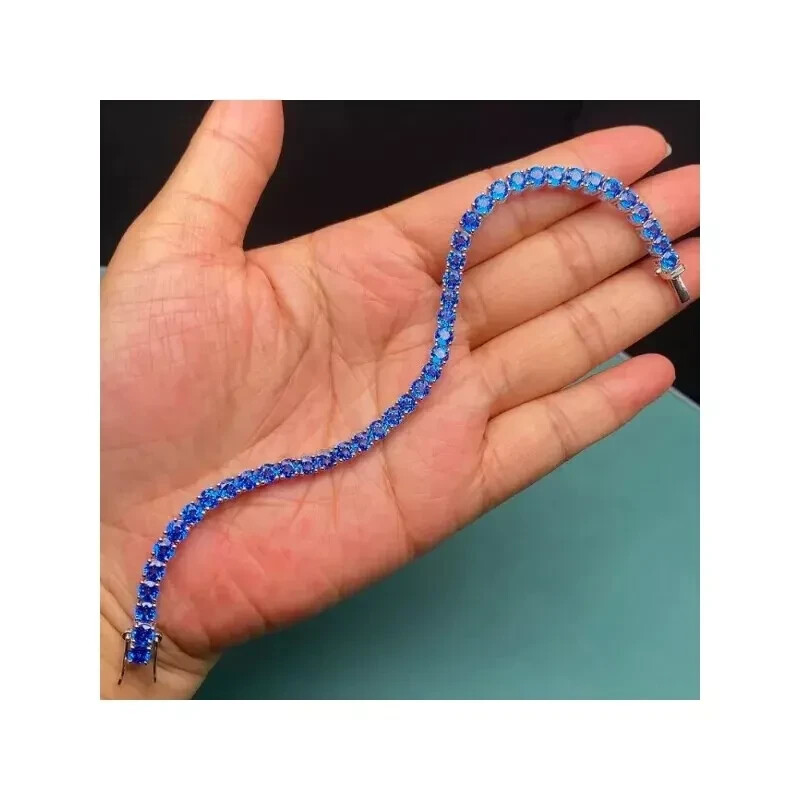 12Ct Round Cut Lab-Created Sapphire 7.5″ Tennis Bracelet 14K White Gold Finish