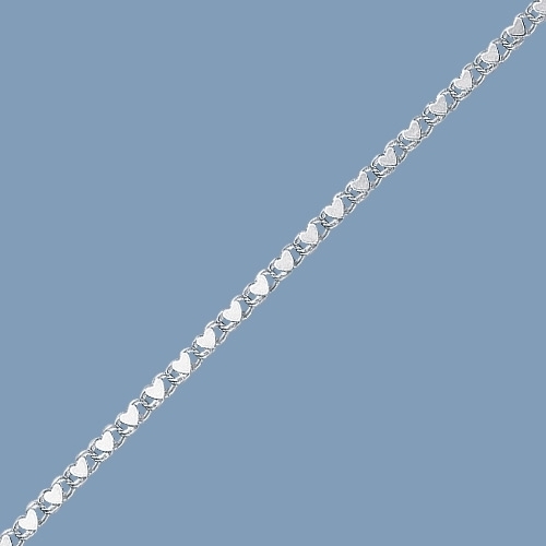 3D Mirror Heart Anklet Ankle Bracelet Real Solid 14K White Gold Selectable Sizes